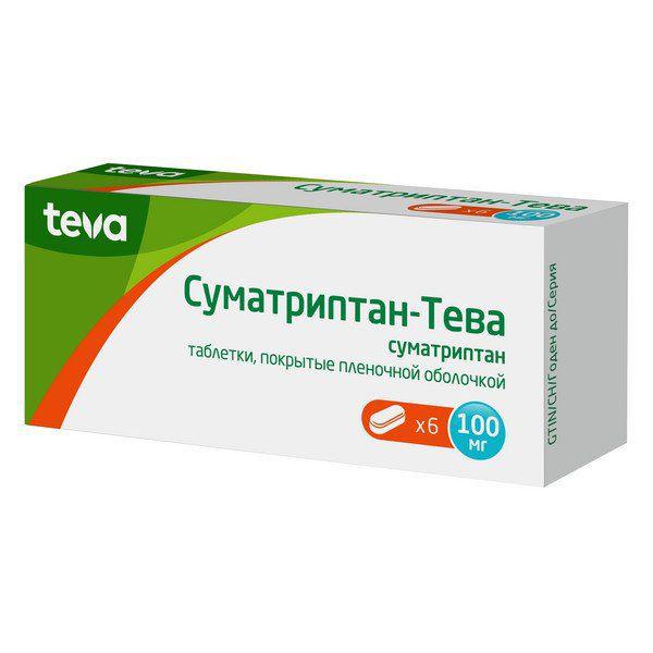 СУМАТРИПТАН-ТЕВА 100МГ №6 ТБ.П/О