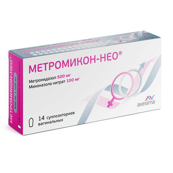 МЕТРОМИКОН-НЕО 500 МГ+100 МГ №14 СУПП.ВАГИН.