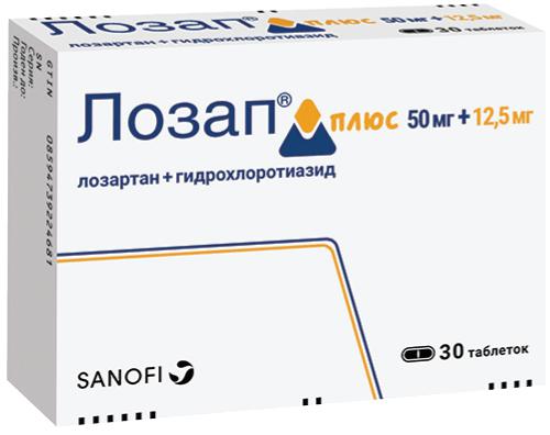 ЛОЗАП ПЛЮС 50 МГ+12,5 МГ №30 ТБ.П/О