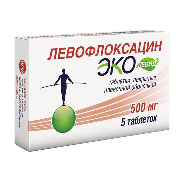 ЛЕВОФЛОКСАЦИН ЭКОЛЕВИД 500 МГ №5 ТБ.П/О