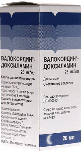 ВАЛОКОРДИН-ДОКСИЛАМИН 25 МГ/МЛ 20 МЛ КАП.