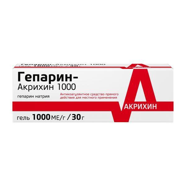 ГЕПАРИН-АКРИХИН 1000 30,0 ГЕЛЬ