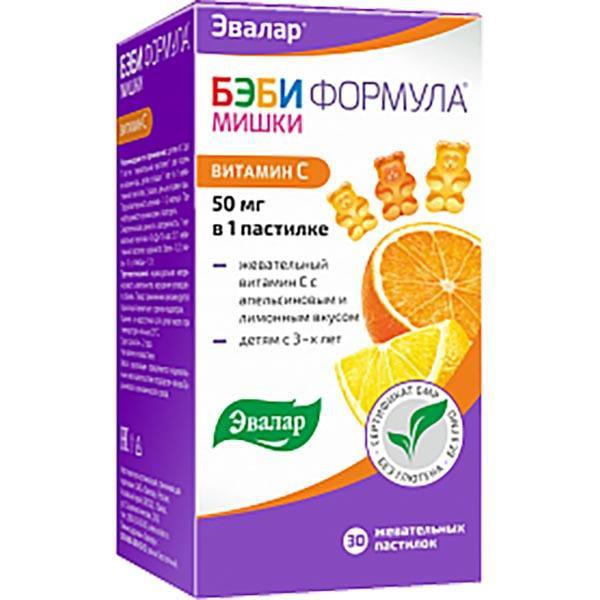 БЭБИ ФОРМУЛА МИШКИ ВИТАМИН С №30 ЖЕВ.ПАСТ.