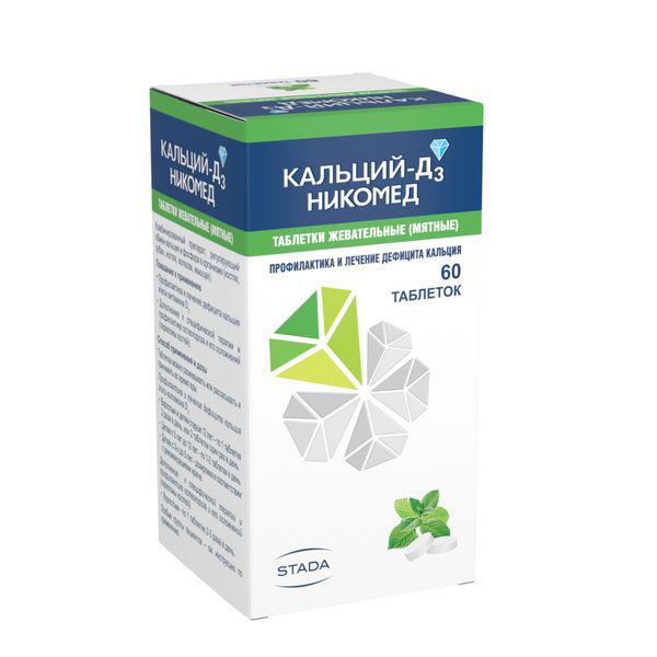 КАЛЬЦИЙ Д 3 НИКОМЕД 500 МГ №60 ЖЕВ.ТБ.МЯТА