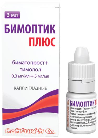 БИМОПТИК ПЛЮС 0,3МГ/МЛ+5МГ/МЛ 3 МЛ ГЛАЗ. КАП.