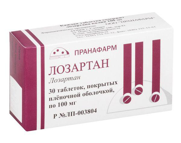 ЛОЗАРТАН 100 МГ №30 ТБ.П/О /ПРАНАФАРМ/