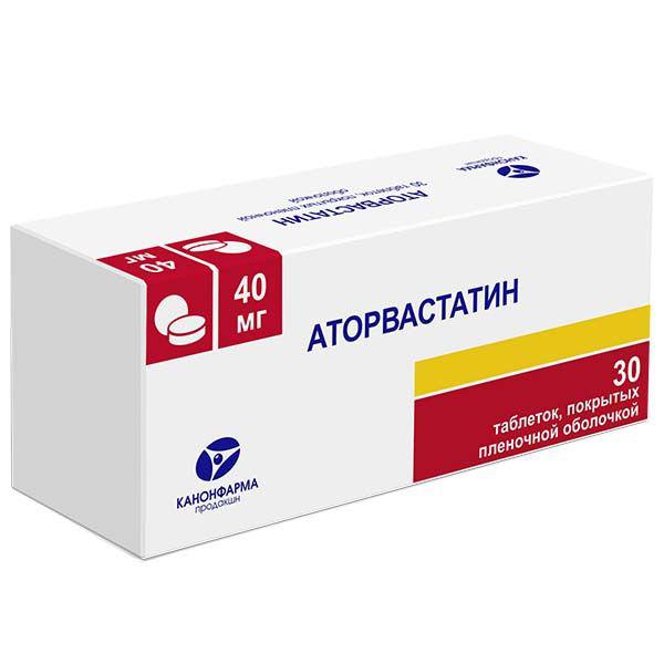 АТОРВАСТАТИН 40 МГ №30 ТБ.П/О /КАНОНФАРМА/
