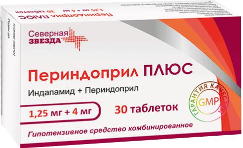 ПЕРИНДОПРИЛ ПЛЮС 1,25МГ+4МГ №30 ТАБЛ./СЗ/