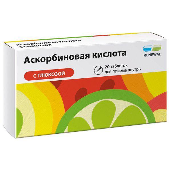 АСКОРБИНОВАЯ К-ТА 0,1 С ГЛЮКОЗОЙ №20 ТБ. /РЕНЕВАЛ/